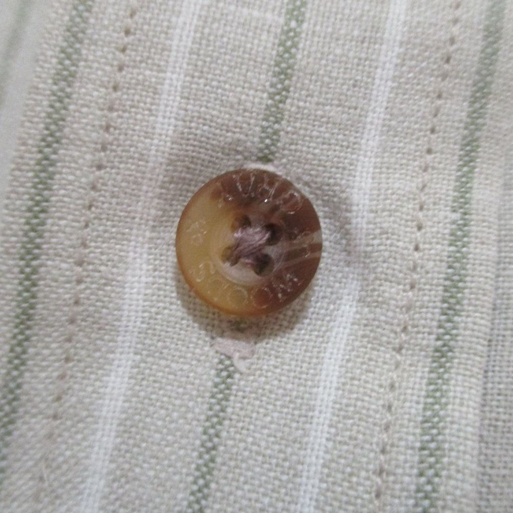 Linen Cotton Short Sleeve Oxford Shirt sz M Beige Striped - Picture 4 of 11